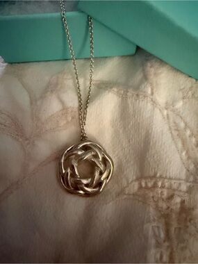 Tiffany & Co. Silver Braided Circle Pendant Necklace